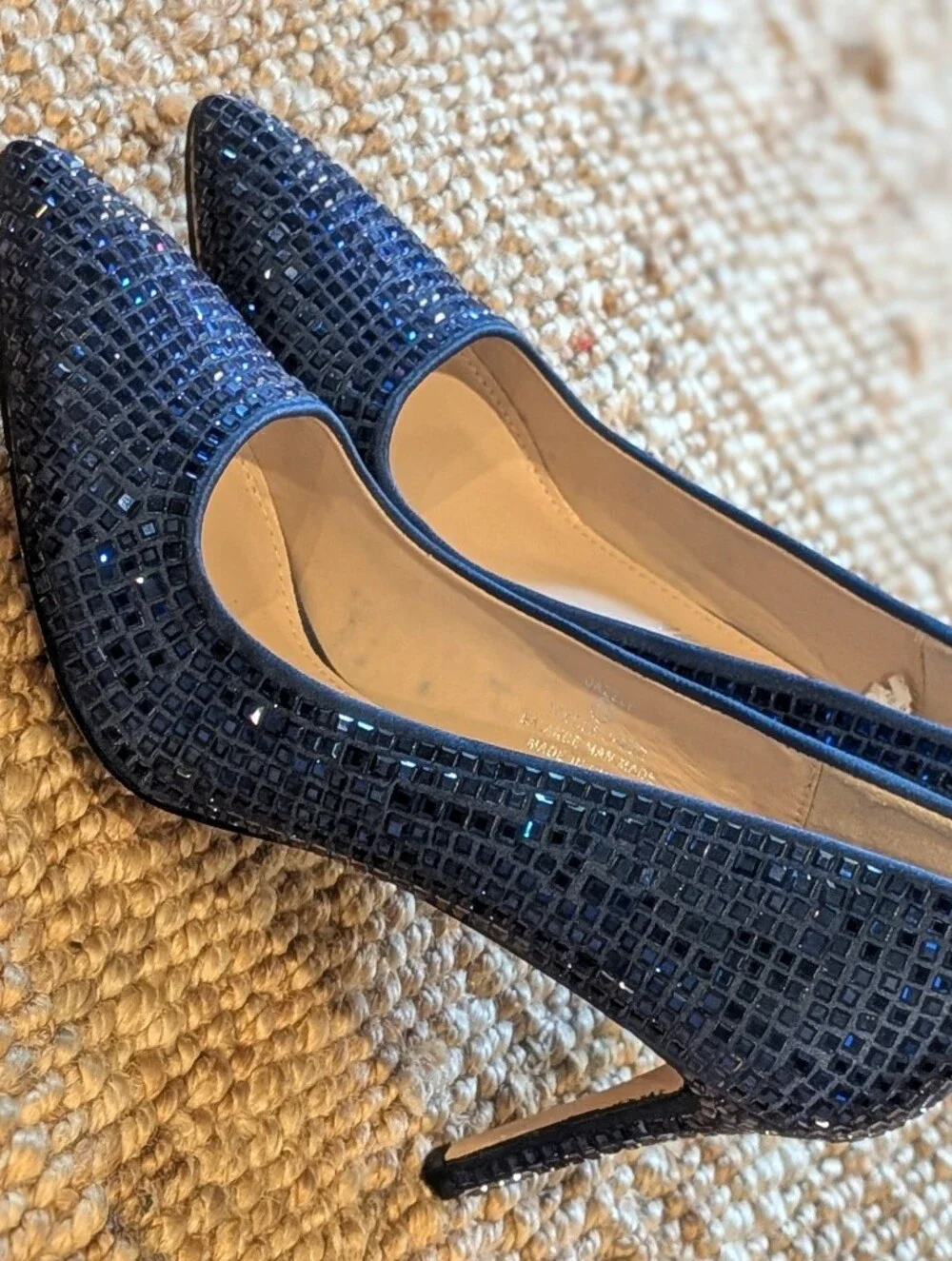 Lauren Lorraine Navy Crystal Sparkly Embellished Pointed-Toe Pumps - Picture 6 of 11